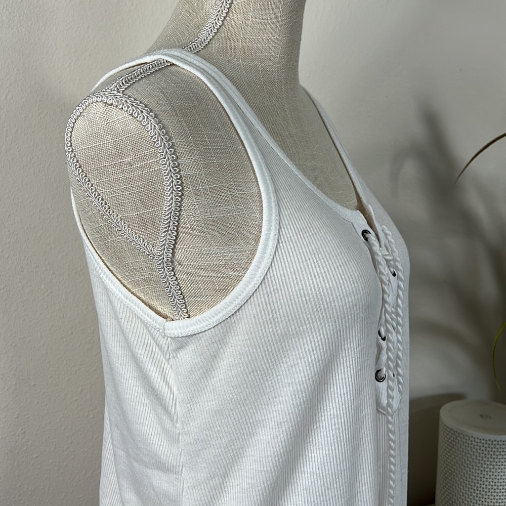 Ocean Drive M White Ribbed Tank - Picture 7 of 13